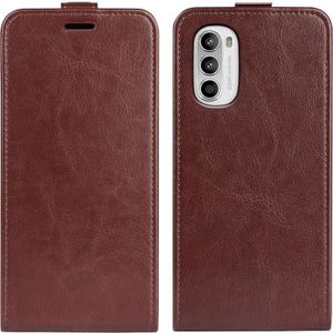For Motorola Moto G52 4G R64 Texture Vertical Flip Leather Phone Case(Brown)