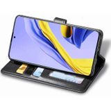 Voor Galaxy A71 5G Retro Solid Color Leather Buckle Telefoonhoes met Lanyard & Photo Frame & Card Slot & Wallet & Stand Functie(Zwart)