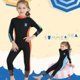 DIVE&SAIL 2 5mm Kinderduikpak Een stuk warm snorkelpak Drifting Sunscreen Badpak  Maat: XL(Zwart Oranje)
