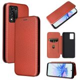 For ZTE Libero 5G II Carbon Fiber Texture Magnetic Horizontal Flip Leather Phone Case(Brown)
