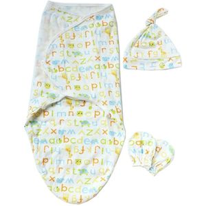 Lente zomer katoen baby Kinder tassen handdoeken slapen zakken gebreide doek Cap set  grootte: L (60x75 CM) (dier alfabet)