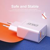 ENKAY Hat-Prince T030 18W 3A PD + QC3.0 Dual USB Snellaadstroomadapter EU Plug Portable Travel Charger met 1m 3A 8-pins kabel