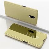 Galvaniseren spiegel horizontale Flip lederen case voor OnePlus 7 Pro  met houder (goud)