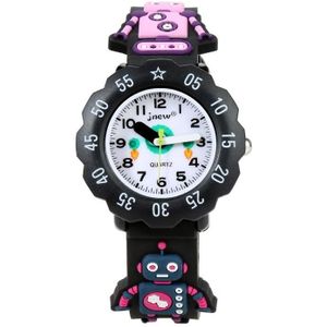 JNEW A342-86170 Kinderen Cartoon Jelly Silicone Strap Quartz horloge (Robot)