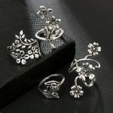 4 stuks/Set antieke Vintage Bohemen stijl Rose Flower ringen voor Women(silver)