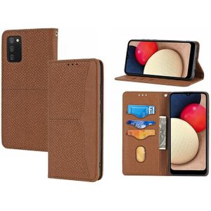 For Samsung Galaxy A03s 164.2mm US Version Woven Texture Stitching Magnetic PU Leather Phone Case(Brown)