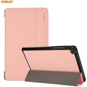 Voor Samsung Galaxy Tab A 8.0 T290 / T295 ENKAY 3-opvouwbare huidtextuur Horizontale flip PU leder + pc-hoesje met houder(roze)