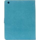 Voor iPad 4 geperste bloemen vlinder patroon horizontaal flip PU lederen draagtas met magnetische Buckle & houder & Card Slots & Wallet(Blue)