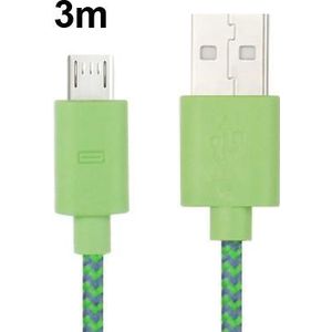 Geweven Nylon stijl micro 5 pin USB data transfer / laad kabel voor samsung galaxy s iv / i9500 / s iii / i9300 / note ii / n7100 / nokia / htc / blackberry / sony, lengte: 3 meter (groen)