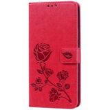 Rose relif horizontale Flip PU lederen draagtas voor Huawei P Smart Z  met houder & kaartsleuven & portemonnee (rood)