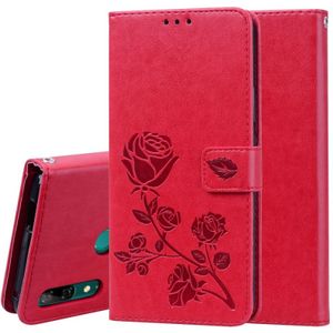Rose relif horizontale Flip PU lederen draagtas voor Huawei P Smart Z  met houder & kaartsleuven & portemonnee (rood)
