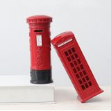 Retro tin legering telefoon Booth Postbox Piggy Bank decoratie (mailbox)