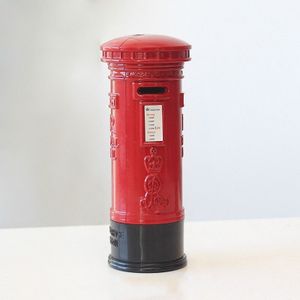 Retro tin legering telefoon Booth Postbox Piggy Bank decoratie (mailbox)