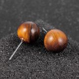 5 paren diy eenvoudige ronde natuurlijke agaat steen vrouwen all-match stud oorbellen (tijger eye stone)