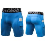 Sports Running Training Zweet Wicking Quick Drying Stretch Strakke Shorts Met Pocket (Kleur: Blue Size: M)
