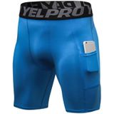 Sports Running Training Zweet Wicking Quick Drying Stretch Strakke Shorts Met Pocket (Kleur: Blue Size: M)