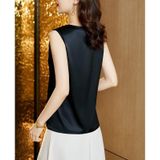 Satin Plus Size Vest (kleur: Black Size: XL)
