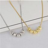 2 PCS Frosted Transfer Bead Clavicle Chain Necklace(Platinum)