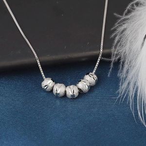 2 PCS Frosted Transfer Bead Clavicle Chain Necklace(Platinum)