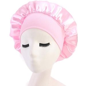 2 PCS TJM-301 Night Cap met brede brim en elasticiteit hoofdband dames chemotherapie cap hair care hoed  grootte: M 56-58cm (Roze)