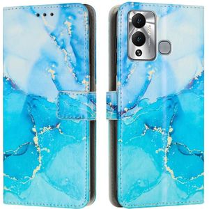 Voor Infinix Hot 12 Spelen Geschilderd Marmeren Patroon Lederen Telefoon Case (Blauw Groen)