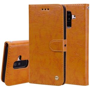 Business stijl olie Wax textuur horizontale Flip lederen case voor Galaxy A6 plus (2018)  met houder & kaartsleuven & portemonnee (bruin)