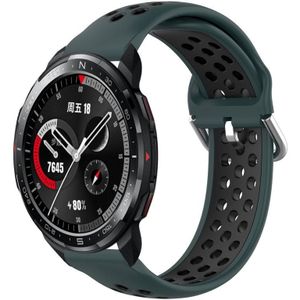 For Honor Watch GS Pro 22 mm geperforeerde ademende sport siliconen horlogeband (olijfgroen + zwart)