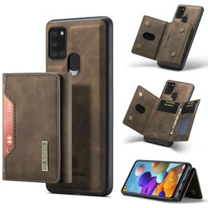 For Samsung Galaxy A21s DG.MING M2 Series 3-Fold Multi Card Bag + Magnetic Back Cover Shockproof Case with Wallet & Holder Function(Coffee)