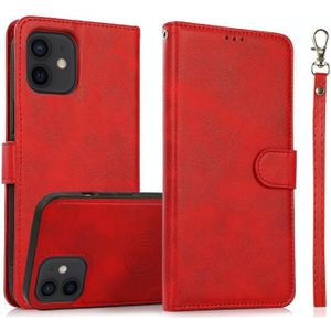 Calf Texture 2 in 1 Detachable Magnetic Back Cover Horizontal Flip Leather Case with Holder & Card Slots & Wallet & Photo Frame For iPhone 12 mini(Red)