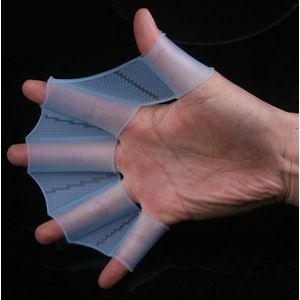 Siliconen zwemmen Web vinnen Hand Flippers Training handschoenen  M(Blue)