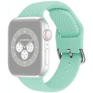 Gevlochten siliconenvervanging horlogebanden met gesp voor Apple Watch-serie 6 & SE & 5 & 4 44mm / 3 & 2 & 1 42mm (blauwe zee)