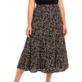 Dames Plus Size Elastische Taille Floral Midi Rok (Kleur: Roze Bloemen Maat: XXL)