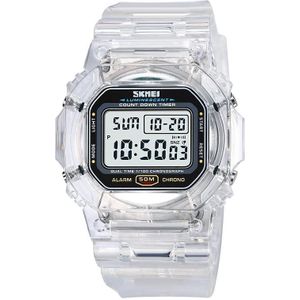 SKMEI 1999 buitensporten eenvoudige transparante schaal waterdichte wekker horloge