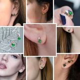 Vrouwen schattig vierkant Cubic Zirconia Crystal Oorbellen (groen)