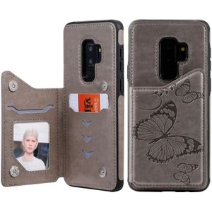 Voor Galaxy S9 Plus Butterfly Embossing Pattern Shockproof Protective Case met Holder & Card Slots & Photo Frame(Gray)