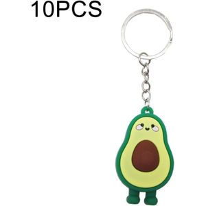 10 stuks leuke fruit sieraden zachte siliconen cartoon antropomorfe avocado sleutelhanger