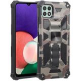 Voor Samsung Galaxy A22 5G Camouflage Armor Shockproof TPU + PC Magnetische Beschermhoes met Houder (Leger Groen)