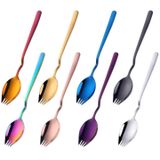 3 STUKS roestvrij staal instant noodle vork multifunctionele V-vormige mes vork en lepel all-in-one servies  kleur: zilver