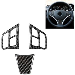 3 in 1 Car Carbon Fiber Solid Color Steering Wheel Button Decoratieve Sticker voor BMW 3 Serie E90 2005-2012  Links en Rechts Drive Universal