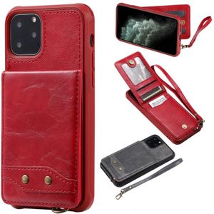 Voor iPhone 11 Pro Vertical Flip Shockproof Leather Protective Case met Short Rope  Support Card Slots & Bracket & Photo Holder & Wallet Function(Red)