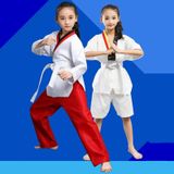 Taekwondokleding Kind Volwassen Katoen Mannen En Vrouwen Taekwondo Trainingsuniformen  Maat: 180 (Pinoscience Rode Broek)