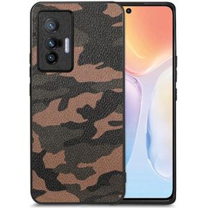 Voor vivo X70 camouflage lederen achterkant telefoonhoesje