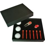 11 in 1 6 golf tees + Divot tool + 3 golfballen gift box set (rood)