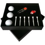 11 in 1 6 golf tees + Divot tool + 3 golfballen gift box set (rood)