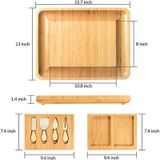 39 x 33 x 3.8cm Natural Bamboo Cheese Board +4 Mes Set