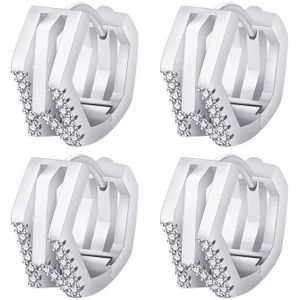 2 paar K22 Dames Geometrische Knipsel Micro-Set Diamond Ear Bucks (Platinum)