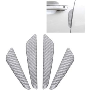 4 in 1 Anti-Scratch Carbon Fiber Universal Auto Door Side Edge Guard Guard Trim Sticker (Zilver)