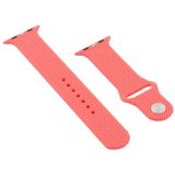 Geweven patroon Siliconen Snap Watchband Voor Apple Watch Series 6 & SE & 5 & 4 40mm / 3 & 2 & 1 38mm (Bright Pink)