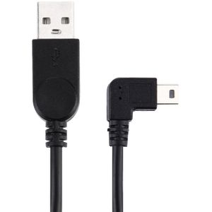90 graden hoek links Mini USB naar USB Data / laad Kabel  Lengte: 28cm