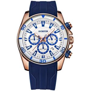 OCHSTIN 6094A multifunctioneel quartz waterdicht lichtgevend herenhorloge (rosgoud + wit + blauw)